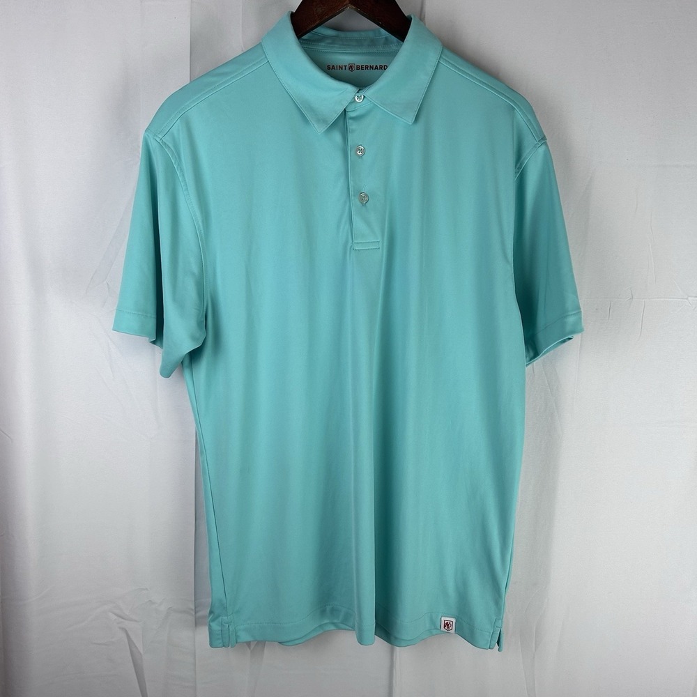 St. Bernard Mens Large Polo Golf S/S‎ Shirt Performance Saint Bernard Turquoise